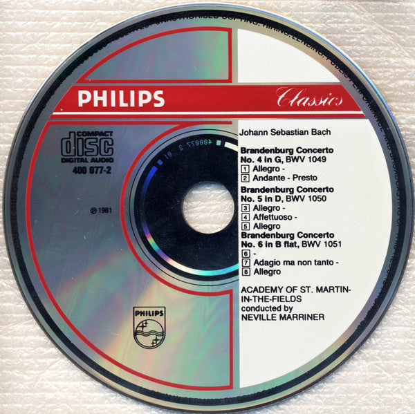 Bach · Henryk Szeryng, Jean-Pierre Rampal, Michala Petri, Elisabeth Selin, George Malcolm, Academy Of St. Martin-in-the-Fields, Neville Marriner – The Brandenburg Concertos Nos. 4, 5, 6