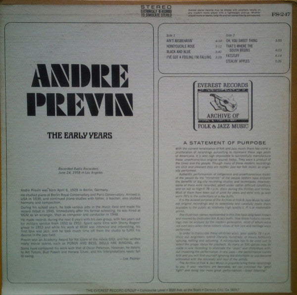 Andre Previn – The Early Years