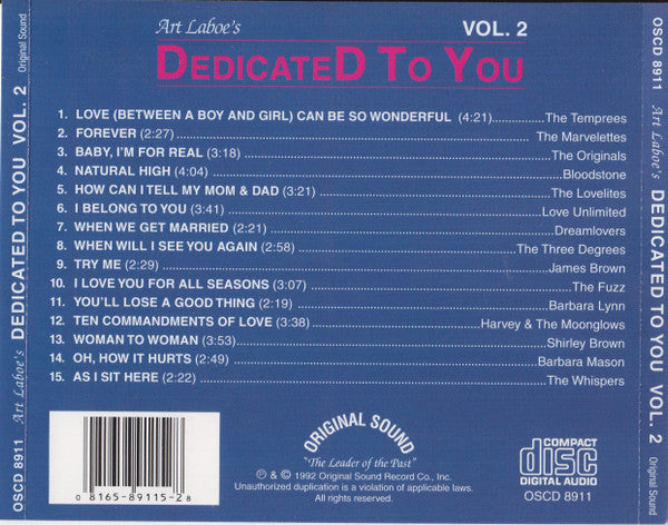 Art Laboe Presents Various – Dedicated To You Vol 2