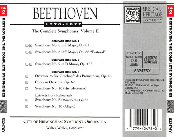 Beethoven, City Of Birmingham Symphony Orchestra, Walter Weller – Beethoven The Complete Symphonies Volume II