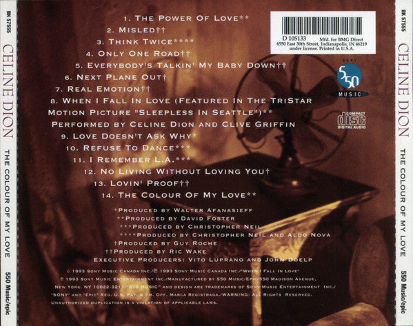 Celine Dion – The Colour Of My Love