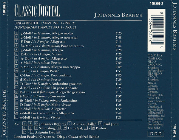 Johannes Brahms – Ungarische Tänze Nr.1 - Nr.21 = Hungarian Dances No.1 - No.21