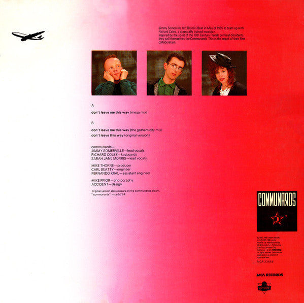 Communards With Sarah Jane Morris – Don't Leave Me This Way