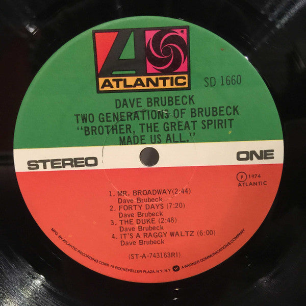 Dave Brubeck And Darius Brubeck Ensemble With Chris & Dan Brubeck – Two Generations Of Brubeck "Brother, The Great Spirit Made Us All".