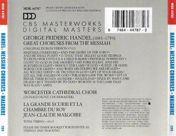 Handel, La Grande Ecurie Et La Chambre Du Roy, Jean-Claude Malgoire – Great Choruses From The Messiah