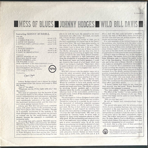 Johnny Hodges, Wild Bill Davis – Mess Of Blues