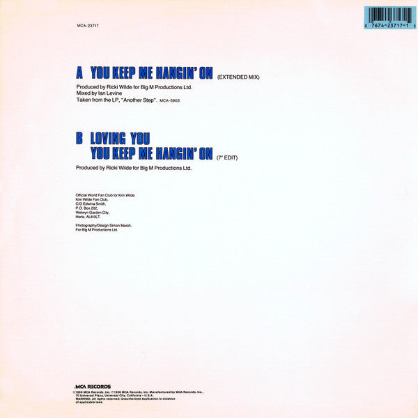 Kim Wilde – You Keep Me Hangin' On (Extended Mix)