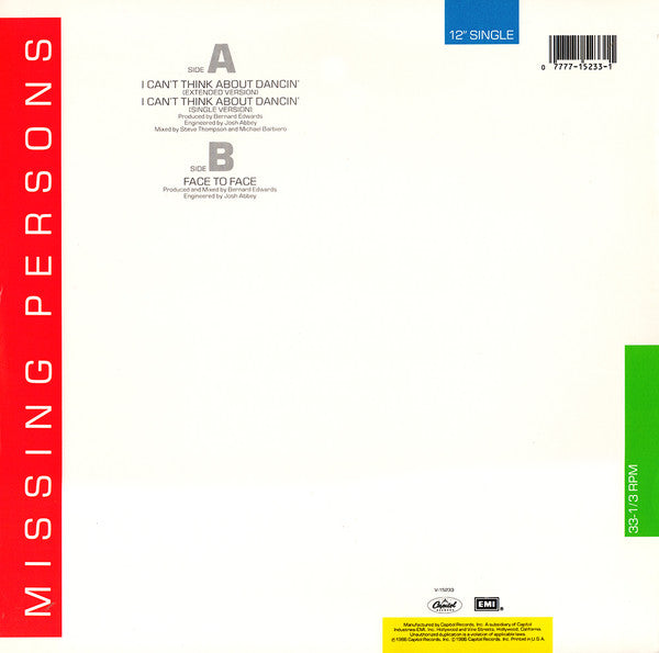 Missing Persons – I Can't Think About Dancin'