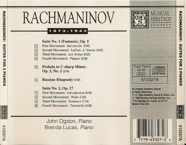 Rachmaninov - John Ogdon, Brenda Lucas – Suites For 2 Pianos