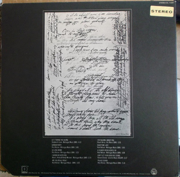 Rick Nelson And The Stone Canyon Band – Garden Party