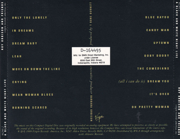 Roy Orbison And Friends – A Black And White Night Live