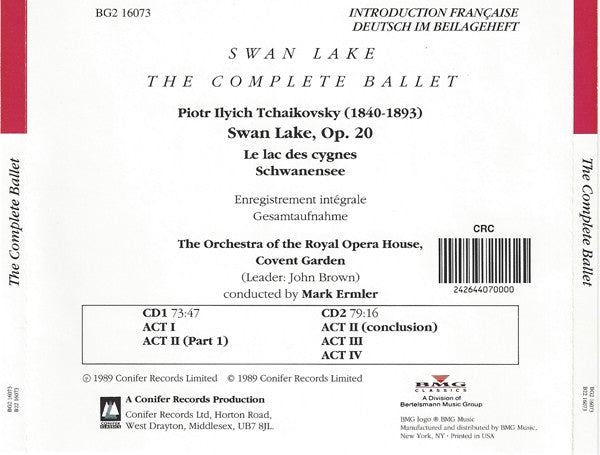 Pyotr Ilyich Tchaikovsky, Orchestra Of The Royal Opera House, Covent Garden, Mark Ermler – Swan Lake The Complete Ballet
