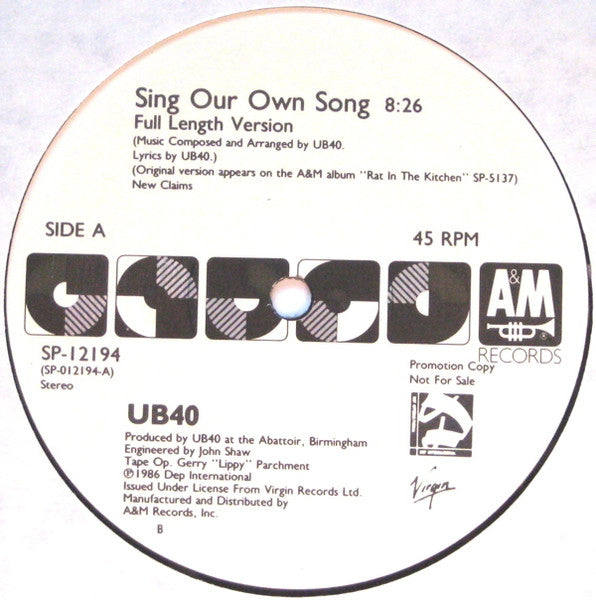 UB40 – Sing Our Own Song