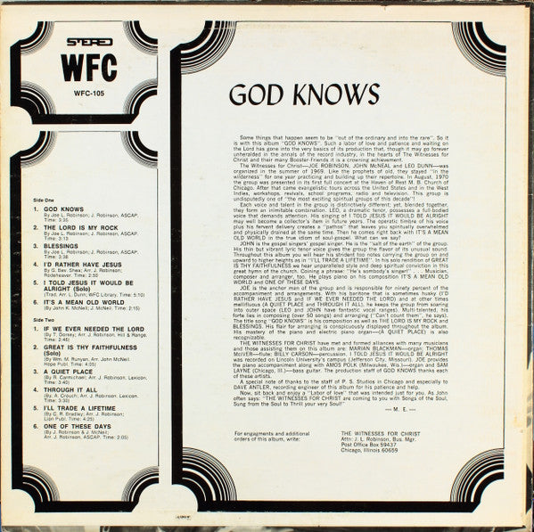 The Witnesses For Christ – God Knows