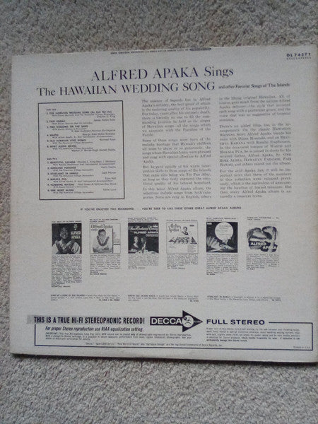 Alfred Apaka ‎– The Hawaiian Wedding Song