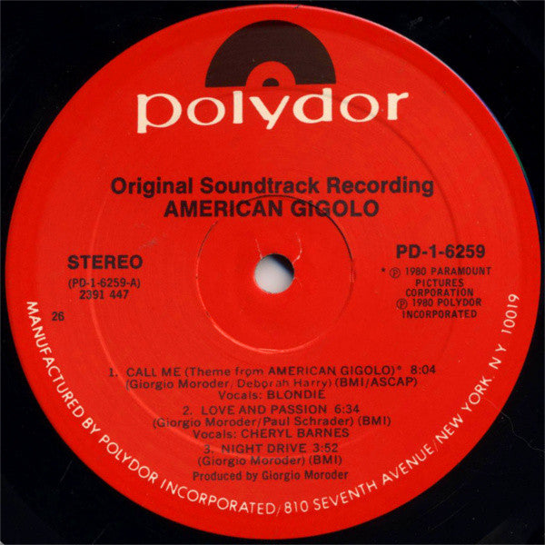 Giorgio Moroder ‎– American Gigolo (Original Soundtrack Recording)