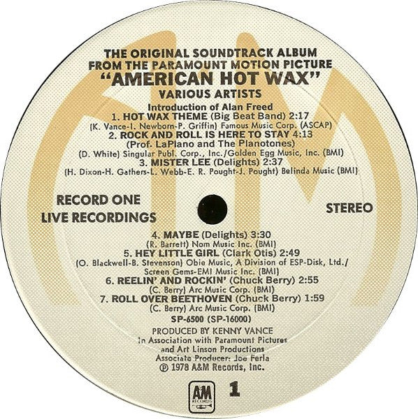 Various ‎– The Original Soundtrack Album From The Paramount Motion Picture "American Hot Wax"
