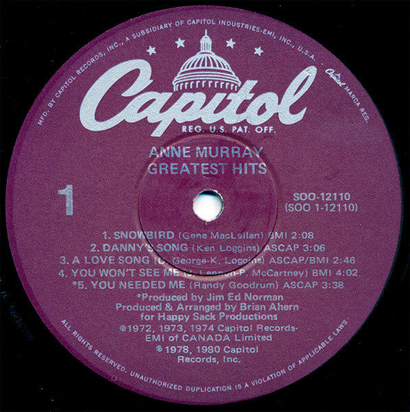 Anne Murray ‎– Anne Murray's Greatest Hits