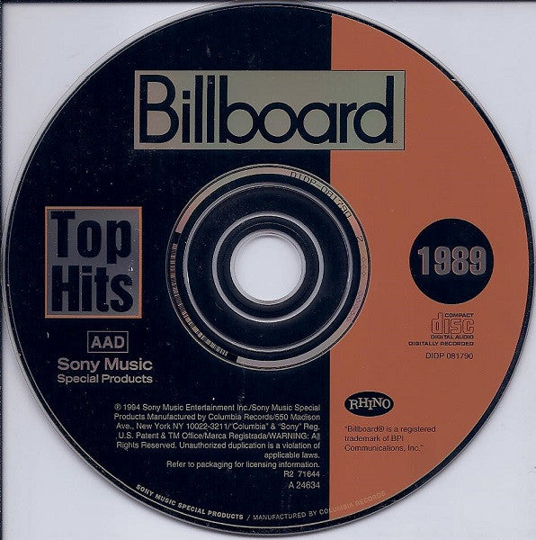 Various ‎– Billboard Top Hits - 1989