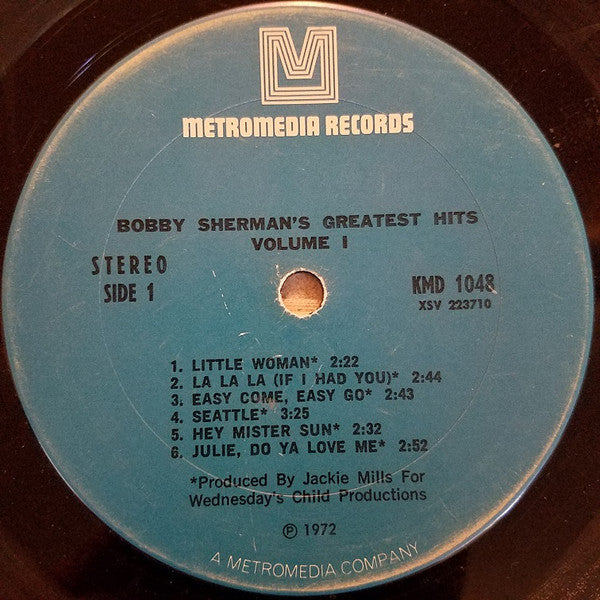 Bobby Sherman ‎– Bobby Sherman's Greatest Hits Volume I