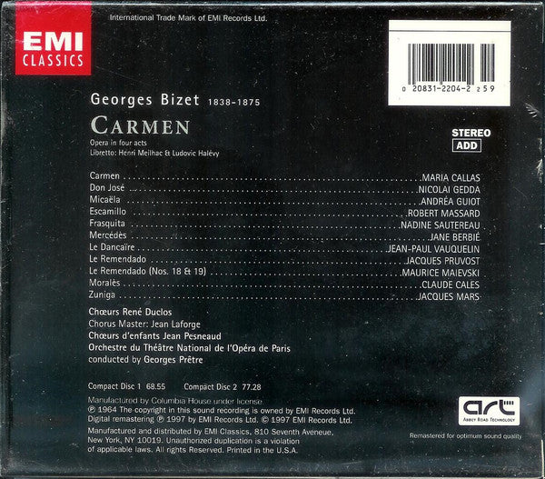 Georges Bizet - Maria Callas, Nicolai Gedda, Andréa Guiot, Robert Massard, Choeurs René Duclos, Orchestre Du Théâtre National De L' Opéra, Georges Prêtre ‎– Carmen