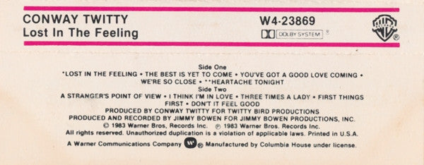 Conway Twitty ‎– Lost In The Feeling