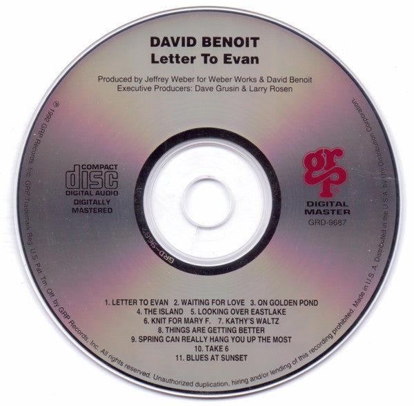 David Benoit ‎– Letter To Evan
