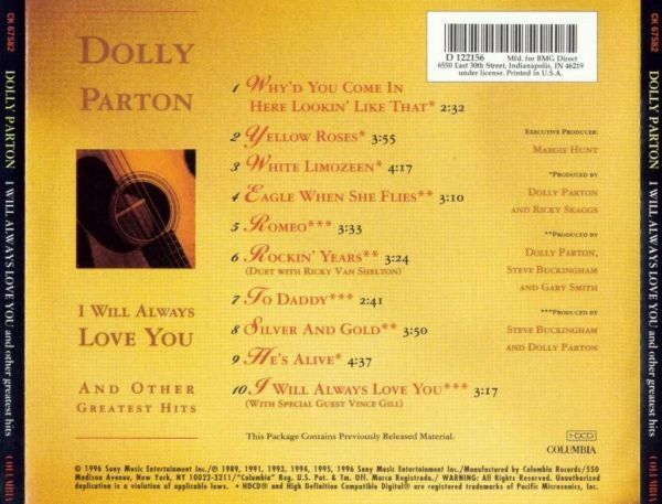 Dolly Parton ‎– I Will Always Love You And Other Greatest Hits