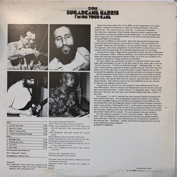 Don "Sugarcane" Harris ‎– I'm On Your Case