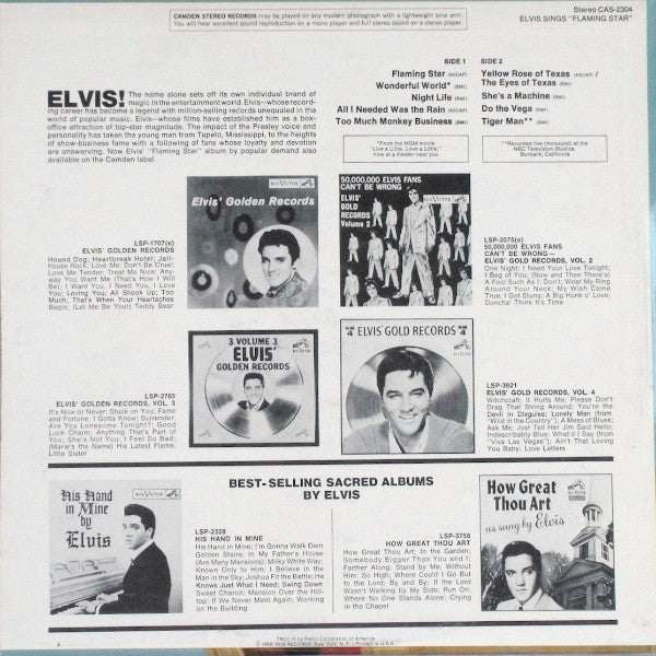 Elvis Presley ‎– Elvis Sings Flaming Star