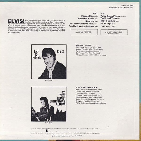 Elvis Presley ‎– Elvis Sings Flaming Star