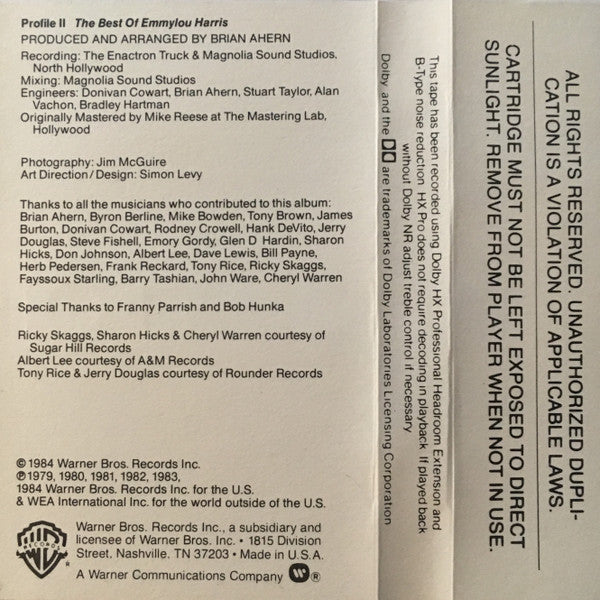 Emmylou Harris ‎– Profile II The Best Of Emmylou Harris