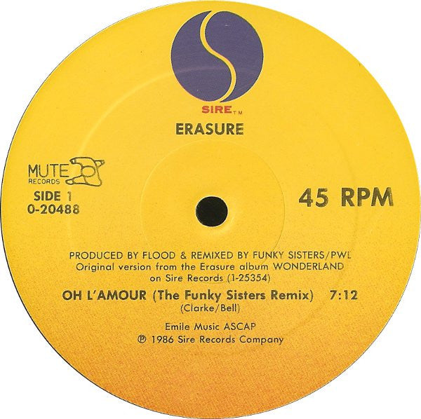 Erasure ‎– Oh L'Amour