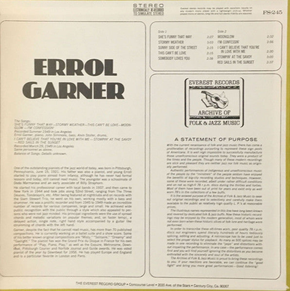 Errol Garner ‎– Errol Garner