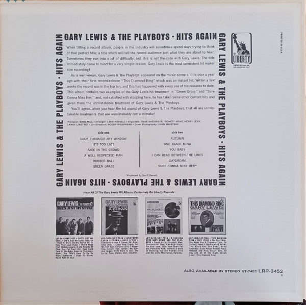 Gary Lewis And The Playboys ‎– Hits Again