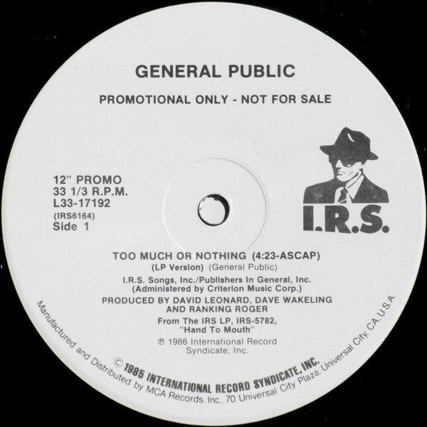 General Public ‎– Too Much Or Nothing
