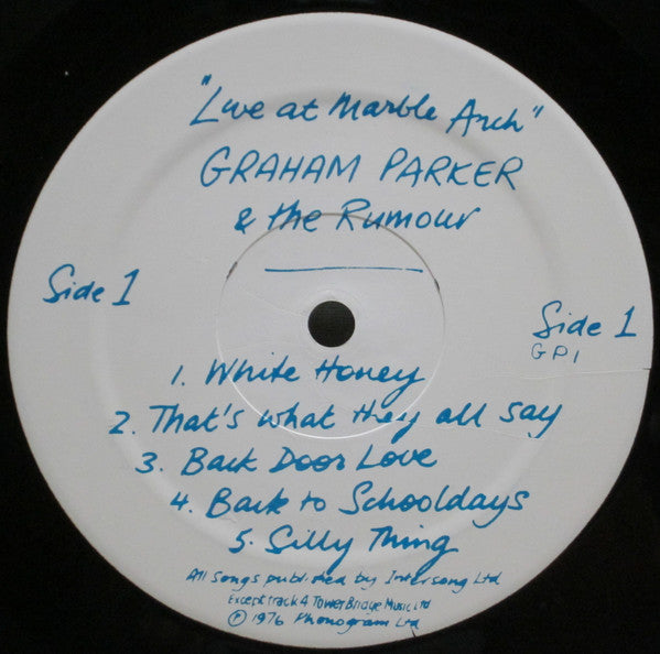 Graham Parker And The Rumour ‎– Live At Marble Arch