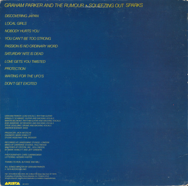 Graham Parker And The Rumour ‎– Squeezing Out Sparks