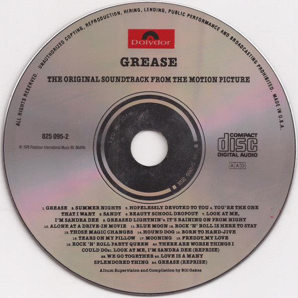 Various ‎– Grease (The Original Soundtrack From The Motion Picture)