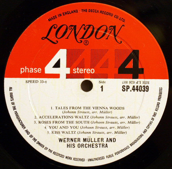 Werner Müller And His Orchestra ‎– Great Strauss Waltzes