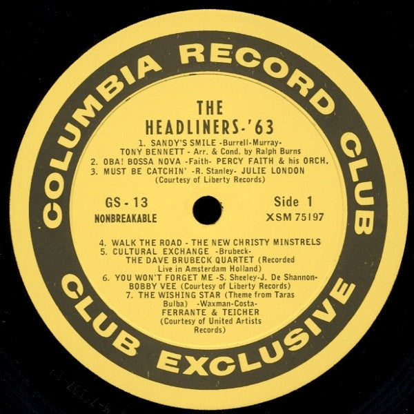 Various ‎– The Headliners '63