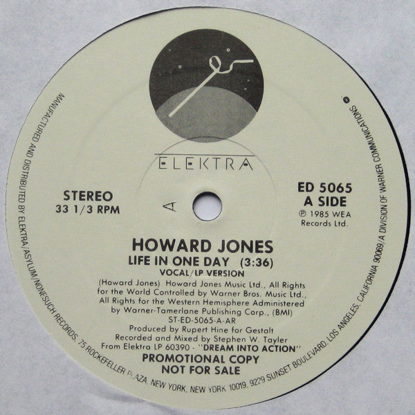 Howard Jones – Life In One Day (1985, US Promo 12" Single)