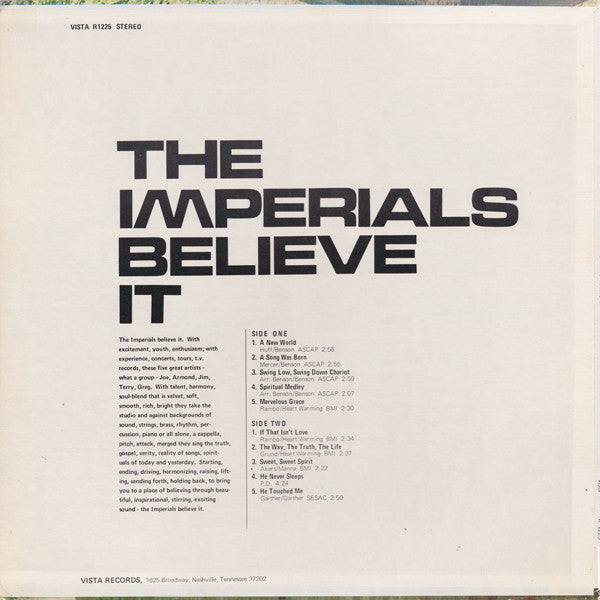 The Imperials ‎– Believe It