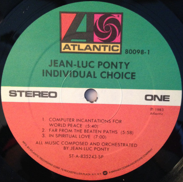 Jean-Luc Ponty ‎– Individual Choice