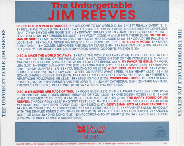 Jim Reeves ‎– The Unforgettable Jim Reeves