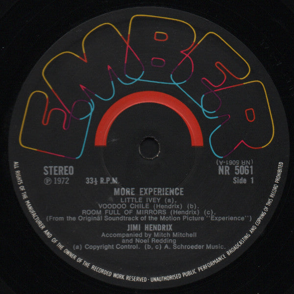 Jimi Hendrix ‎– More "Experience" Jimi Hendrix (Titles From The Original Sound Track Of The Feature Length Motion Picture) (Volume Two)