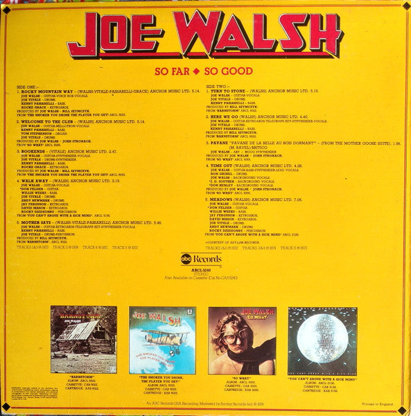 Joe Walsh ‎– So Far So Good