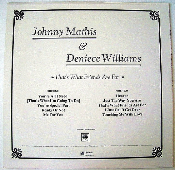 Johnny Mathis & Deniece Williams ‎– That's What Friends Are For