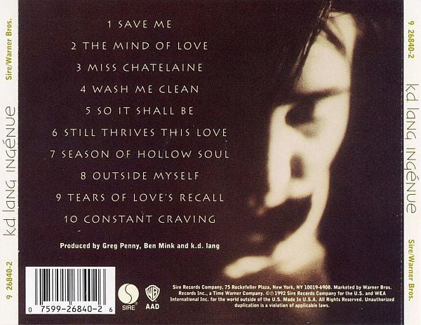k.d. lang ‎– Ingénue