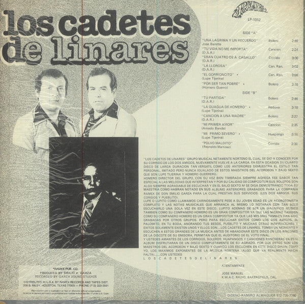 Los Cadetes De Linares ‎– Eran Cuatro De A Caballo / Una Lagrima Y Un Recuerdo